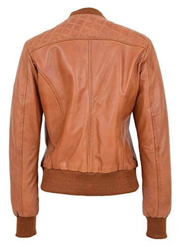 Veste bomber en cuir marron taille 42 style universitaire - 2