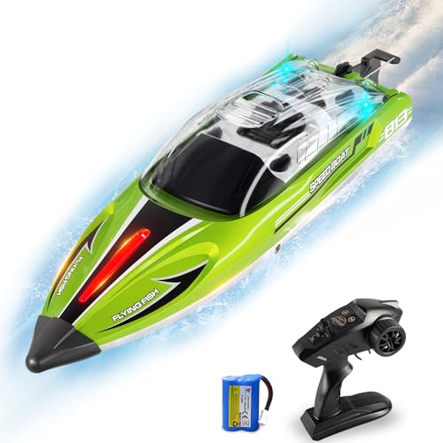 28°C Remote Control Boat,2.4GHZ Brushless RC Racing Boats,25KM/H High Speed Electronic RC Boat for Kids&Adults(H3-Green)