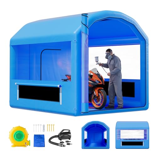VEVOR Cabina de Pintura Inflable 3 x 2,5 x 2,5 m, Tienda de Pintura con Soplador y Sistema de Filtro de Aire, Techo Redondo, para Pintar Bicicletas, Motocicletas, Chapa Metálica Automotriz, Azul
