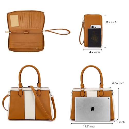Image of Qiyuer Purses and Wallet Set for Women Satchel Handbag Tote Bag | 3 Zippered Compartments,Pebble PU leather,Multi-slot design,Everyday commuting