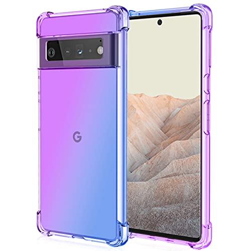 Osophter for Pixel 6 Pro Case,Google Pixel 6 Pro Clear Case Transparent Reinforced Corners TPU Shock-Absorption Flexible Cell Phone Cover for Google Pixel 6 Pro(Purple Blue)