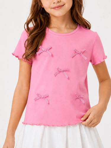 Image of Girls' Graphic Tees Summer Cute Tops Casual Short Sleeve Crew Neck T Shirts
