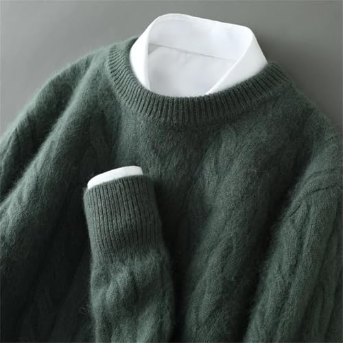 Men's Winter Thick Pure Cashmere Knit Round Neck Sweater3