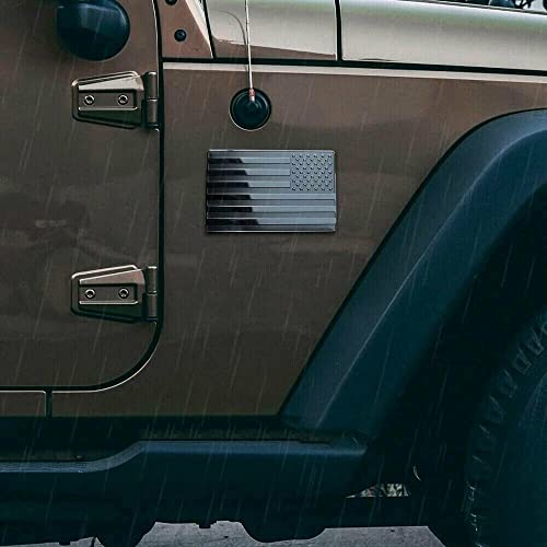 Image of American Flag Style Emblem Embossed 3D Badge Decals,Car Side Fender Rear Trunk Sticker Letters,Forward and Reverse 2pcs (Black)