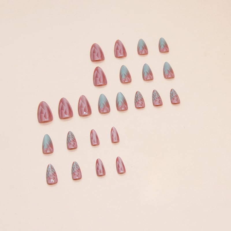LYMCY Press on Nails, Gradient Cat Eye Nail, Artificial Nails for Women and Girls -24 pcs - Image 3