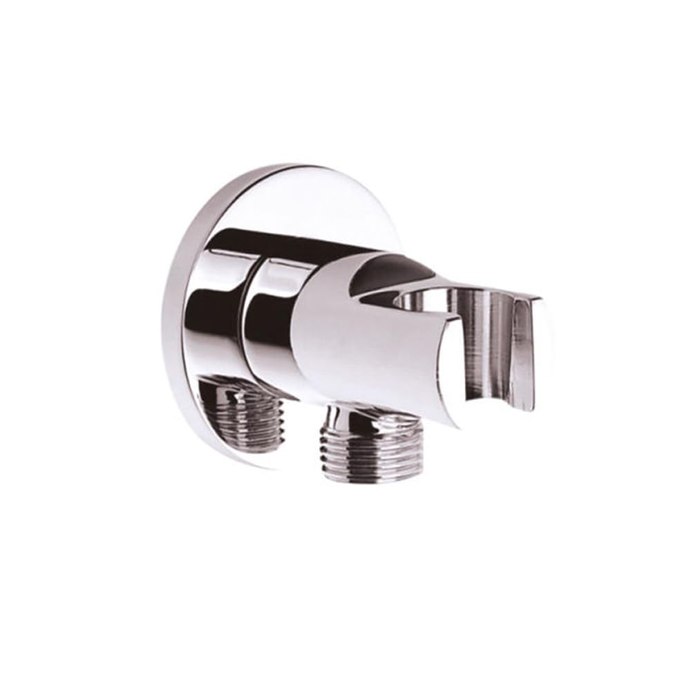Wandanschlussbogen mit Brausehalter und Schlauchanschluss – verchromtes Messing, 1/2" x 1/2"