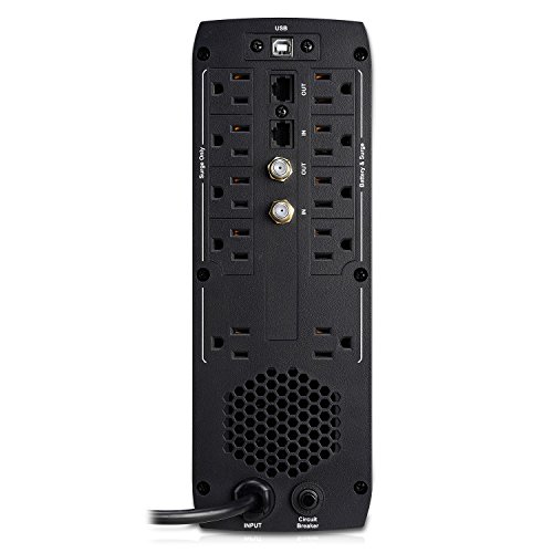 V7 UPS1TW1500-1N UPS 1500VA Tower (900W, 10 Outlets NEMA 5-15 (B) (5 Battery Backup+5 Surge only), Boost, AVR, LCD-Display, USB, Simulated Sine Wave, Line Interactive, 6ms Transfer time) Black