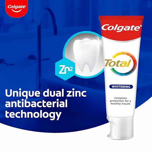 Colgate Total Whitening Toothpaste 125 ml - Fluoride toothpaste - Whiter teeth - Stronger 24-hour bacterial defence* - Unique dual zinc antibacterial technology - Clinically proven - Image 5