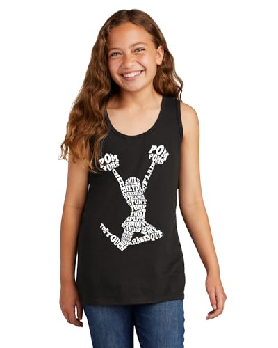 Threadrock Girls Cheerleader Typography Cheer Word Art Youth Tank Top3