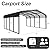 Chilihom Car Port Metal Garage Canopy, 20 20 FT Heavy Duty Carport Kit with Galvanized Steel Frame and Roof, Car Tent Shelter Outdoor Storage Shed for Boats and Truck, Charcoal