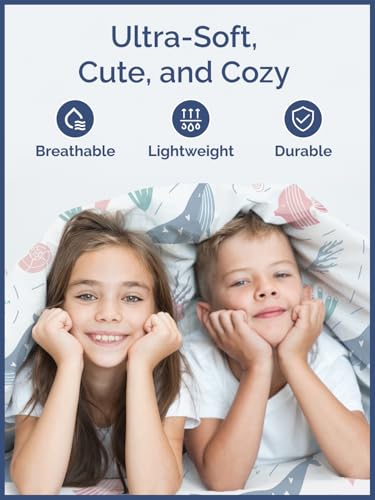 Image of Kids Full Fish & Whales Bed Sheets - 4 Piece Kids Fish & Whales Sheet Set | Fish & Whales Themed Bedding, Ultra-Soft, Cute & Cozy, Breathable & Machine Washable, Bed Set for Boys, Girls & Teens, Comfy