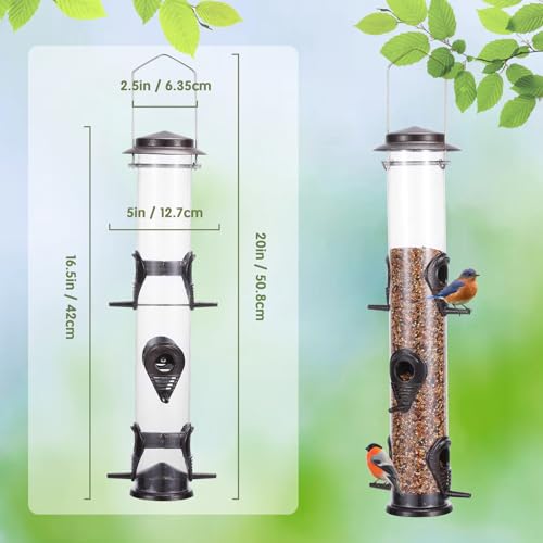 Mixxidea WILD BIRD FEEDER Squirrel Proof Bird Feeders For Outside,Hanging 6 Port Tube Bird Feeder Transparent Finch Bird Feeder For Attracting Birds In Your Lawn, Garden thumb #1