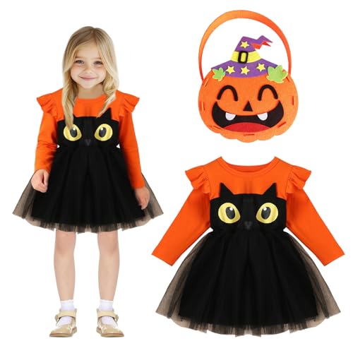 Disfraz de Halloween para niños, disfraz de calabaza para niños, tutú de tul con bolsillo de calabaza, vestido de calabaza, disfraz de calabaza para niñas, Halloween, disfraces, cosplay de 3 a 5 años