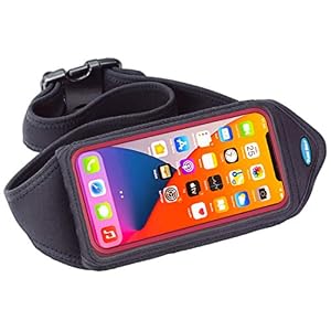 Tune Belt IP6 Running Belt – Waist Pack for Large Phone with Case | Fits iPhone 17/16/15/14/13 Pro Max, Plus, Galaxy Ultra – Touchscreen Window, Extra Pocket on Back of Neoprene Carrier