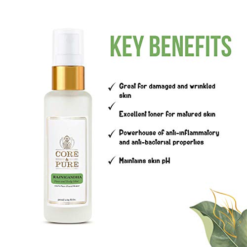 Image of CORE & PURE Rajnigandha Face and Body Mist Spray- Helps in Matured Skin |100% Natural Hydrosol, Floral Water|- 50ml