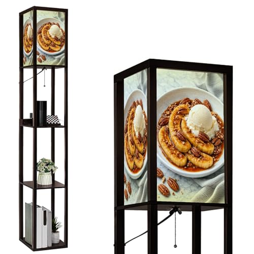 BVCAHSAW Floor Lamp with Shelves Caramelized Bananas Ice Cream Roasted
