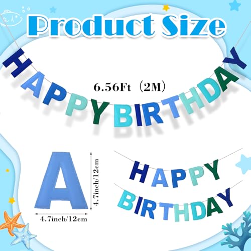 Image of Mindsoft Felt Happy Birthday Garland Rainbow Banner Reusable Happy Birthday Sign Party Supply for Party Decor(Blue Color,Normal)