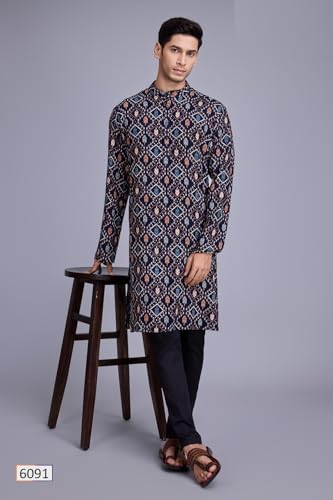 Kurta de hombre de rayón impreso ropa festiva tradicional 2