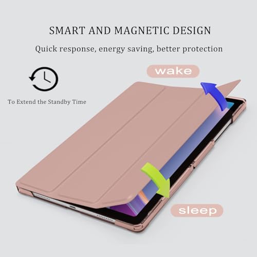 Image of ProElite Cover for Samsung Galaxy Tab A9 Plus 11 inch Case Cover, Smart Flip Case Cover for Samsung Galaxy Tab A9+ 11 inch Translucent Back with Stylus Pen, Rose Gold