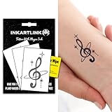 INKARTLINK Semi Permanent Tattoos, 3 Sheets of Small Temporary Tattoos, Adult Art Designs, Party Favors, Waterproof, Realistic, No Adhesive, No Reflective, Lasts 1-2 Weeks (Music Notes)
