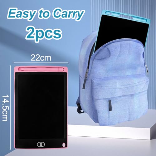 Dyaucwpo 2 Stück 8,5 Zoll Maltafel Zaubertafel Spielzeug Kinder, Bunte Bildschirm Schreibtablett mit Sperrfunktion, LCD Schreibtafel mit Löschbare für Geburtstag Weihnachten Geschenk Blau und Rosa