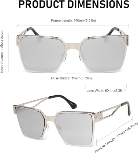 UV400 Polarized Metal Frame Square Sunglasses for Men & Women, Stylish Fashion Shades2