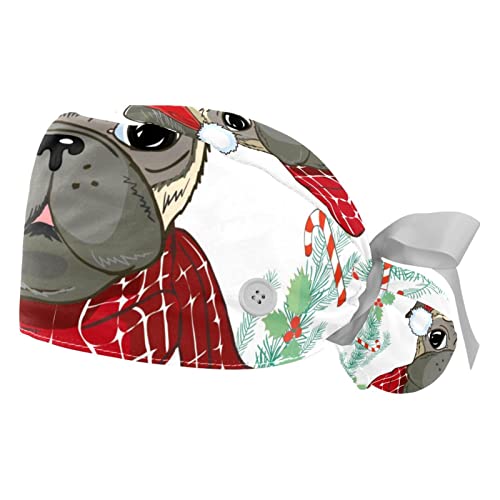 Chapeaux bouffants chien de Noël carlin casquettes de travail respirantes pour bloc et cuisine
