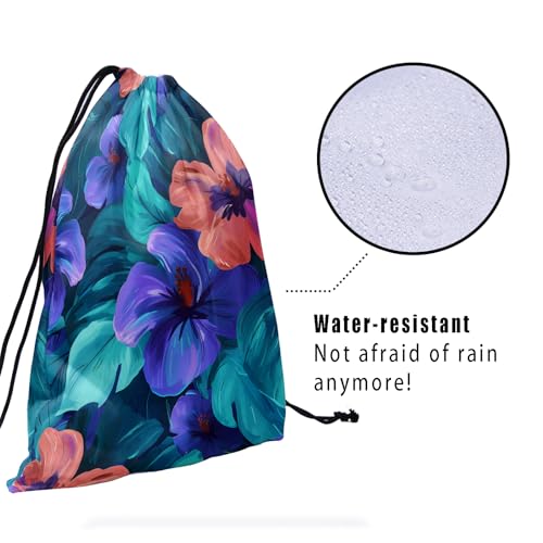 Tropical Floral Printed Grip Bags Hibiscus Gymnast Drawstring Bag Adjustable Athlete String Bag for Grips4