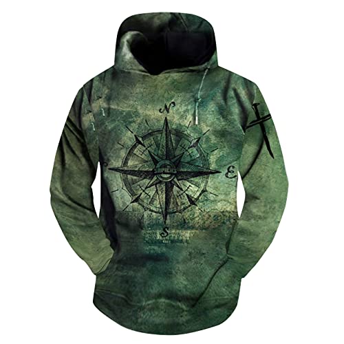 Mens Zip Up, Bear Hoodie Big And Tall Hoodies For Men Fashion Print Loose Men'sand Women'slong Sleeve Hooded Sweater Half Zip Hoodie Men(5-Dark Green,Large) #TOP12