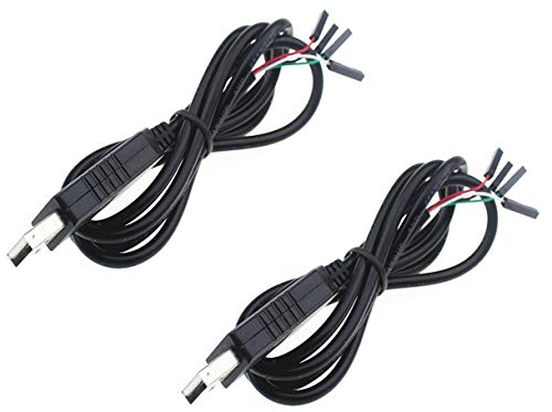 TECNOIOT 2pcs 4pin PL2303 USB to UART TTL Cable Module RS232 Serial 4 pin PL2303HX Cable