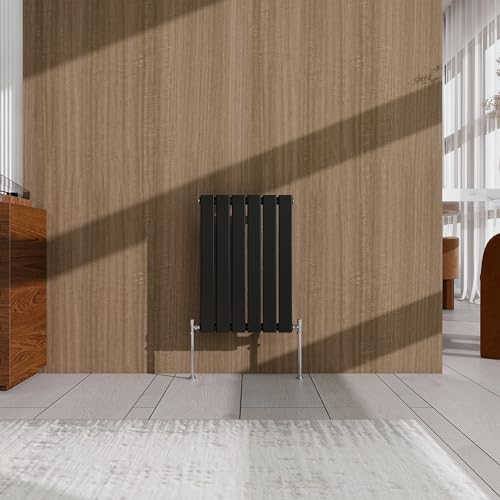 Black Horizontal Designer Radiator 600×408mm Single Panel Flat Modern Central Heating Bathroom Radiator