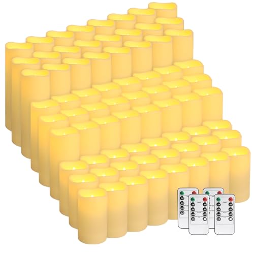 Image of 72-Pack LED Flameless Candles with Remote Control - Perfect for Home, Parties, and Special Occasions - Create a Magical Ambiance Effortlessly(Three Sizes)