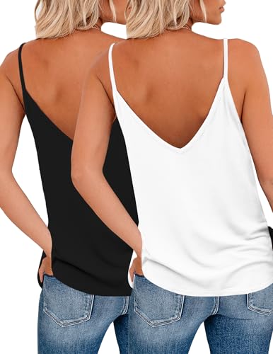 Zeagoo Womens V Neck Camisole Tank Top Strap Sleeveless T Shirt Casual Loose Vest Blouse - S-XXL2