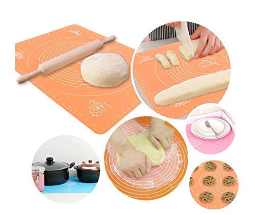 Image of UCRAVO Silicon Dough Mat, Cooking Kneading, Non-Stick Fondant, Reusable Stretchable for Kitchen Mat (Random Colour, 50cm x 40cm)