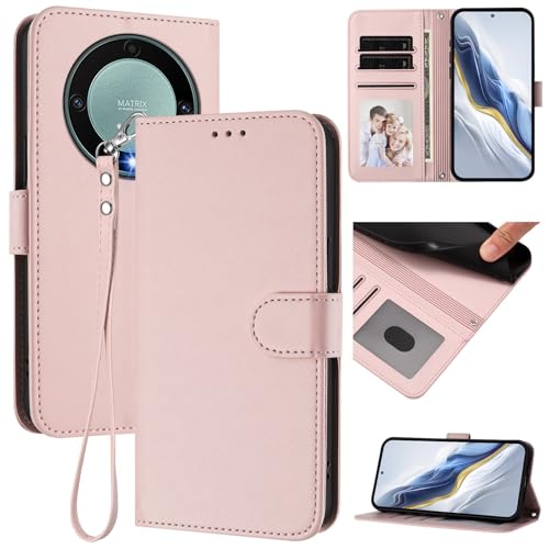 Pzwoxukhov Compatible with Honor X9A 5G / X40 5G Case Cover,Compatible with Honor Magic 5 Lite Phone Case,Solid Color flip Shockproof Case Cover Pink