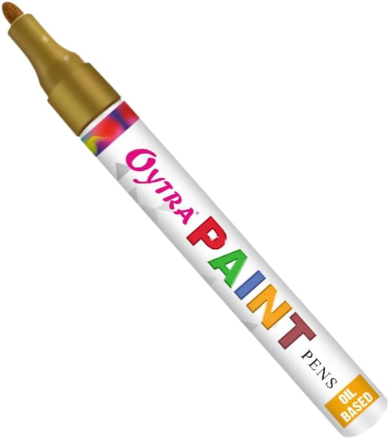 Oytra Paint Marker Pens Permanent Waterproof Oil Based Individual pens Works and All Surfaces, Wood, Fabric, Steel, Glass (Gold)