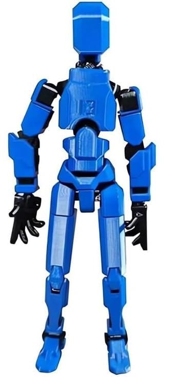 Image of VAALI Dummy 13 Action Figure Fully Assembled T13 Articulated Robot Toy with 12 Accessories (Swords Guns Extra Hands) 3D Printed Poseable Desktop Figure for Stop Motion Artists Gamers 5.4 inch (Blue)