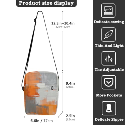 Orange White Gray Ink Art Painting messenger bag crossbody Crossbody Bags For Women Womens Fashion Purses Adjustable Strap for work business3