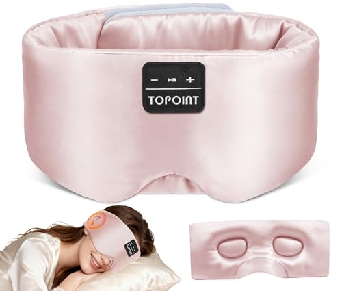 TOPOINT 3D Silk Bluetooth Sleep Mask Headphones Mulberry Silk Eye Mask with Ultra-Thin Wireless Speakers Bluetooth 5.4 Sleeping Headphones for Side Sleepers Music Sleep Mask Gifts for Men Women