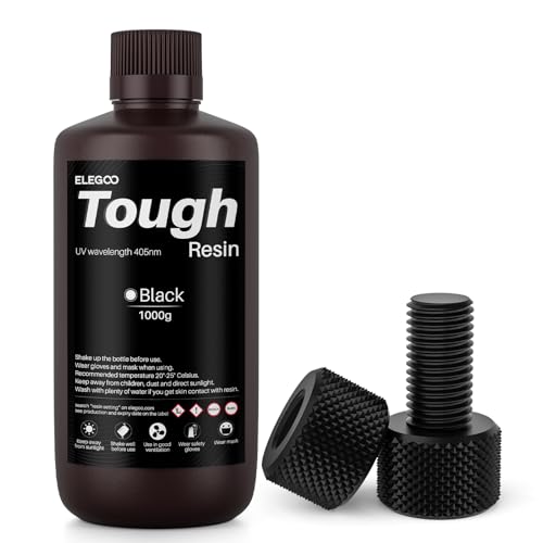Image of ELEGOO Tough Resin, 3D Printer Resin for DLP LCD 3D Printers Black 1000g | with High Impact Resistance and High Toughness, High Precision 3D Printing Resin for High Performance Printing