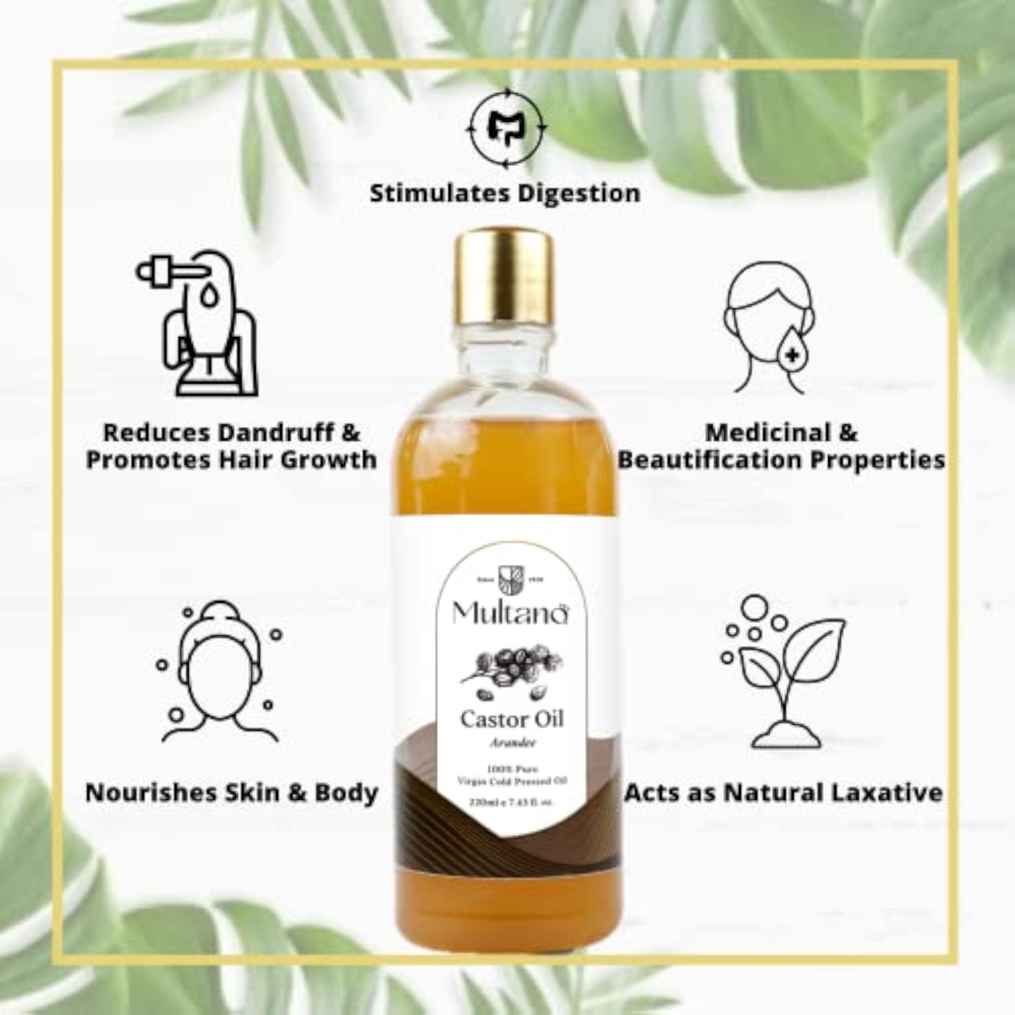 Pure Cold Pressed Oil For Hair Growth, Virgin Castor Oil