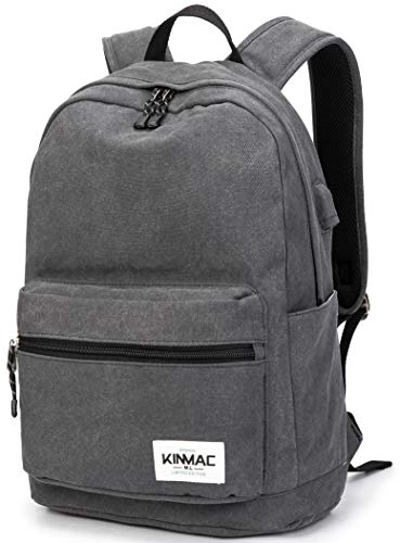 Kinmac Grey Canvas 15 Inch Waterproof Laptop Travel Outdoor Backpack With Usb Charging Port For 13 Inch 14 Inch And 15.6 Inch Laptop #TOP14
