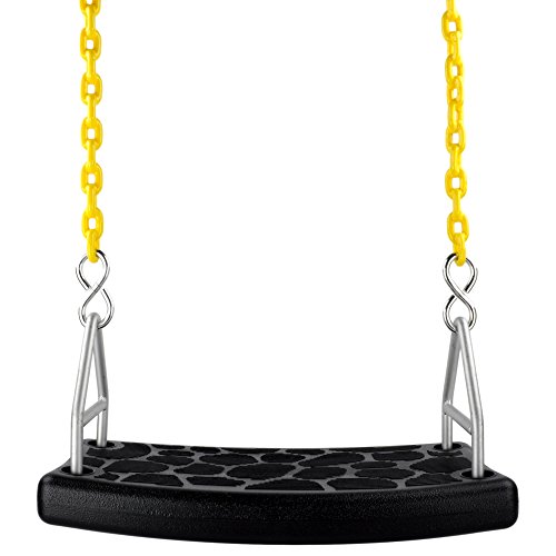 Swing Set Stuff Inc. Flat Seat with 5Coated Chain & SSS Logo Sticker Flat Seat Coated Chain, Black/Yellow