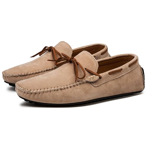 Men's Genuine Leather Moccasins Penny Loafers Casual Lace Up Slip On Gommino Flat Driving Shoes Comfort Dress Boat Shoes