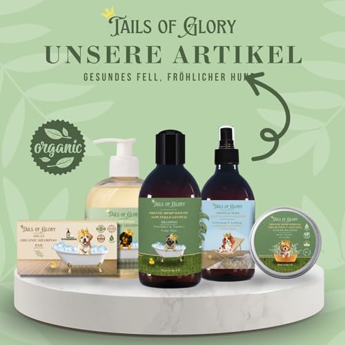Tails of Glory Organisch & Natürliches Hundeshampoo Hanföl, Aloe Vera, Hafer, Juckreiz, Geruch, Sensitiv, Langhaar, Vegan, Ohne Sulfate