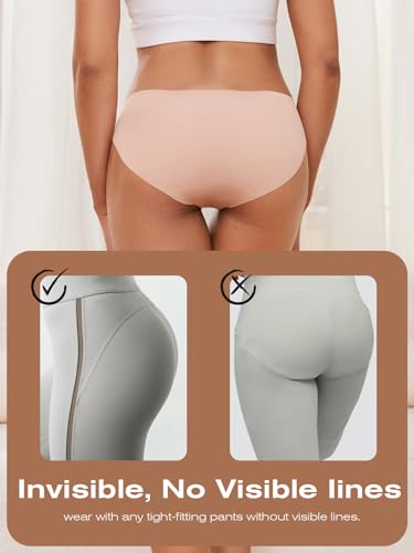 Image of Seamless No Show Underwear:Comfort Sexy Low Rise Womens Panties Stretch Invisible Bikini Briefs Ladies Panty 6 Pack