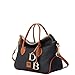 Dooney & Bourke Designer Handbags for Women, Pebble Grain Leather Satchel Bag with Crossbody Strap & Logo Bag Charms - Black