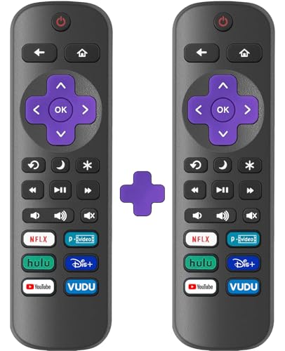 2 Pack Replacement Remote Control Only for Roku TV, Compatible with TCL Roku/Hisense Roku/Onn Roku Series Smart TVs (Not for Roku Stick, Box or Speaker)