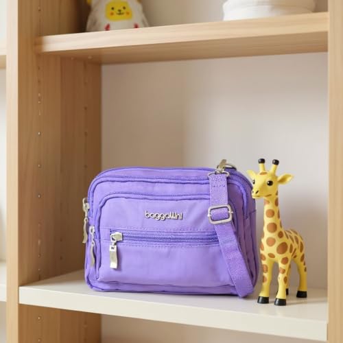 Image of Baggallini Triple Zip Small Crossbody Bag for Women - Lightweight Convertible Fanny Pack Belt Bag