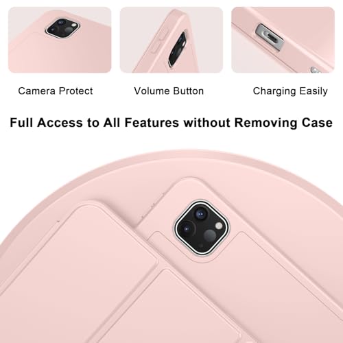 Image of ZryXal New iPad Pro 13 Inch Case (M5) 2025 / (M4) 2024 with Pencil Holder, Smart iPad Case [Support Pencil Pro and Pencil (USB-C)], Support Touch ID and Auto Wake /Sleep (Rose Pink)